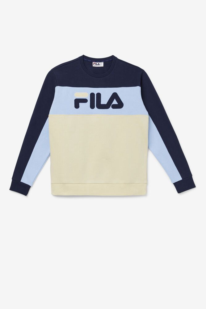 Fila Lesner Fleece Crew White Sweatshirt Mens - NZ 25864-OTJH